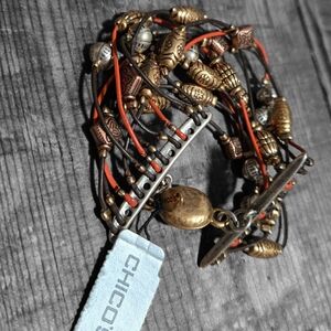Chico's Gold and Orange Beaded Bracelet
